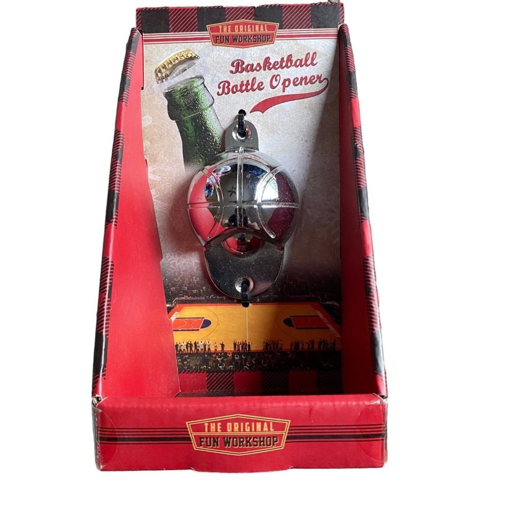 Basketball Bottle Opener Wall Mounted Chrome Finish Original Fun‎ Workshop NEW